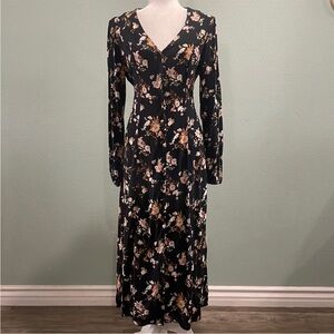 Abound Black Floral Long Sleeve Dress